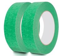 Rusoz Masking Tape For Painting 20mm x 50m, 2 Rolls Green Painters Tape, High Viscosity Tearable & Impermeable Painting Decorating Tape For Decoration Auto Repair And Artwork