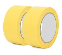 Rusoz Masking Tape For Painting 30mm x 50m, 2 Rolls Yellow Painters Tape, High Viscosity Tearable & Impermeable Painting Decorating Tape For Decoration Auto Repair And Artwork