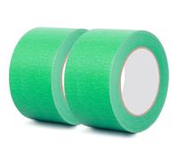 Rusoz Masking Tape For Painting 50mm x 50m, 2 Rolls Green Painters Tape, High Viscosity Tearable & Impermeable Painting Decorating Tape For Decoration Auto Repair And Artwork