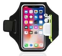 Rusoz Running Phone Armband - Zero Bounce & Waterproof, Adjustable No-Slip Strap for iPhone 16-12, Galaxy, 6.8" Phones. Sweatproof with Key Pocket & Touchscreen (Black)