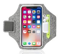 Rusoz Running Phone Armband - Zero Bounce & Waterproof, Adjustable No-Slip Strap for iPhone 16-12, Galaxy, 6.8" Phones. Sweatproof with Key Pocket & Touchscreen (Grey)