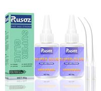 Rusoz Strong Super Glue, 100g Superglue Instant with Anticlog Cap, Waterproof & Heat Resistant Super Glue All Purpose for Plastic, Metal, Ceramic, Wood