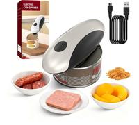 Ruspela Electric Can Opener Rechargeable One Touch Automatic Opener Smooth Edge Cutting for Seniors Arthritis Weak Hands Battery Powered Jar Opener Kitchen Gadget Easy Safe Use