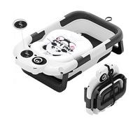 Ruspela Foldable Baby Bath Tub Portable Travel Bathtub with Temperature Monitor and Soft Support Cushion Collapsible Essentials Space-Saving Soft Safe Bathing for Newborn Toddlers Baby Shower