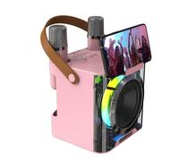 Ruspela Karaoke Machine Portable Bluetooth Speaker with 2 Wireless Microphones Voice Changing Effects for Adults Home Party Supports TWS/REC/FM/AUX/USB/TF