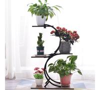 Ruspela Plant Stand 4-Tier Metal Indoor Outdoor Corner Display | 4-Tier Display Space, Corner Tall Design, Metal Frame, Balcony Garden Patio