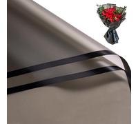 RUSPEPA 20 Sheets Flower Wrapping Paper, Waterproof Floral Bouquet Packaging Paper, Florist Supplies for Birthday, Party, Wedding and DIY Crafts - Black