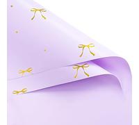 RUSPEPA 20 Sheets Waterproof Flower Wrapping Paper, Floral Bouquet Packaging with Bow, Florist Supplies for Birthday Wedding DIY Crafts - Purple