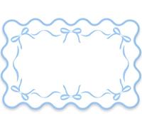 RUSPEPA 30 Disposable Paper Placemats Light Blue Bow Design Scalloped Style Suitable for Showers Birthdays and Tea Parties 43x28cm