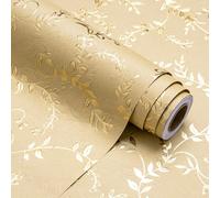 RUSPEPA 3D Kraft Wrapping Paper Roll - Mini Roll - 43.2cm x 5m - Gold and Brown Leaves Design with Embossed Perfect for Birthday, Wedding, Baby Shower