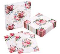 RUSPEPA 50Pcs Elegant Floral Napkins - Disposable 3-Ply Paper Luncheon Napkin, Perfect for Everday Use and Display - 16.5x16.5cm/33x33cm(Unfolded)