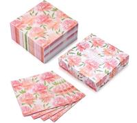RUSPEPA 50Pcs Floral Napkins - Disposable 3-Ply Paper Luncheon Napkin, Perfect for Everday Use and Display - 16.5x16.5cm/33x33cm(Unfolded)