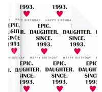 RUSPEPA Birthday Wrapping Paper Roll for Daughter - Mini Roll - 43.2cm x 5m - Epic Daughter Since 1993 Lettering with Red Love Design