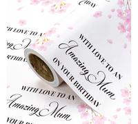 RUSPEPA Birthday Wrapping Paper Roll for Mom - Mini Roll - 43.2cm x 5m - Love to A Amazing Mum Lettering with Pink Flower Design