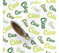 RUSPEPA Ciao Greeting Wrapping Paper - White Background, Italian/Mediterranean Event Decor, 43.2cm x 3m