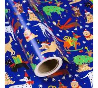 RUSPEPA Dog Christmas Wrapping Paper - Mini Roll - 43.2cm x 5m - Adorable Christmas Dog Wrapping Paper for Xmas, Party Celebration