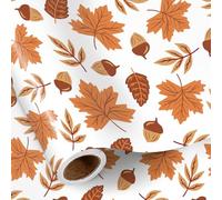 RUSPEPA Fall Leaves Wrapping Paper Roll, Mini Roll, Autumn Maple Leaves and Acorns Design Gift Wrap Paper for Thanksgiving, Fall Birthday, Harvest Party, 43.2cm x 5m