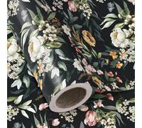 RUSPEPA Floral Wrapping Paper Roll - Mini Roll - 43.2cm x 5m - Greenny Floral Garden Design Perfect for Wedding, Birthday, Bridal Shower, Tea Party