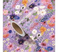 RUSPEPA Floral Wrapping Paper Roll - Mini Roll - 43.2cm x 5m - Purple Wildflower Wrapping Paper for Mother’s Day, Birthday, Wedding, Bridal Shower, Spring Tea Party