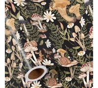 RUSPEPA Forest Mushroom Wrapping Paper Roll, Mini Roll, Woodland Squirrel and Snail Design, Black Nature Gift Wrap for Fall, Birthday, Thanksgiving Party, 43.2cm x 5m