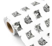 RUSPEPA Kitty Cat Wrapping Paper - Mini Roll - 43.2cm x 5m - Black and White Cat Wrapping Paper Perfect for Birthdat, Baby Shower, Pet Lover