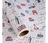 RUSPEPA Kraft British London Wrapping Paper Roll - Mini Roll - 43.2cm x 5m - UK Vintage Newspaper Wrapping Paper for Birthday, Wedding, Anniversary, Bridal Shower