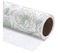 RUSPEPA Kraft Floral Wrapping Paper Roll - Mini Roll - 43.2cm x 10m - Vintage Toile Green Floral Paper for Birthday, Bridal Shower, Wedding, Baby Shower