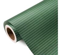 RUSPEPA Kraft Striped Wrapping Paper Roll - Mini Roll - 43.2cm x 5m - Classic Green Stripe Wrapping Paper for Christmas, Birthday, Wedding, Father's Day