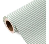 RUSPEPA Kraft Striped Wrapping Paper Roll - Mini Roll - 43.2cm x 5m - Classic Sage Green Stripe Wrapping Paper for Birthday, Wedding, Baby Shower, Bridal Shower