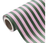 RUSPEPA Kraft Striped Wrapping Paper Roll - Mini Roll - 43.2cm x 5m - Green and Pink Stripe Kraft Wrapping Paper for Christmas, Birthday, Holiday, Wedding, Baby Shower