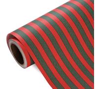 RUSPEPA Kraft Striped Wrapping Paper Roll - Mini Roll - 43.2cm x 5m - Red and Green Stripe Christmas Wrapping Paper for Christmas, Winter, Birthday, Wedding