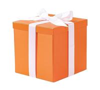 RUSPEPA Medium Birthday Gift Box with Lids, Ribbon and Tissue Paper, Collapsible Gift Box - 1 Pcs, 23x23x23 cm, Orange