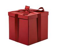 RUSPEPA Medium Birthday Gift Box with Lids, Ribbon and Tissue Paper, Collapsible Gift Box - 1 Pcs, 25.4 x 25.4 x 25.4 cm, Red