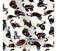 RUSPEPA Mini Birthday Cat Wrapping Paper 43.2cm x 5m Cute Party Cats with Happy Birthday Text Fun For Kids Teens Pet Lovers Birthday Parties