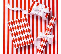 RUSPEPA Mini Reversible Gift Wrap Roll - Red & White Stripes/Diamond Design, 43.2cm x 5m - Suitable for Christmas, Valentine’s Day, Birthday, Wedding, Baby Shower