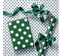 RUSPEPA Mini Reversible Green White Polka Dot Wrapping Paper Large Small Dots Modern Minimalist For Birthdays Baby Showers Weddings Holidays Parties 43.2cm x 5m