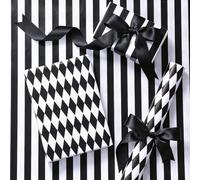 RUSPEPA Mini Reversible Wrapping Paper - Black & White Stripes/Diamond Pattern, 43.2cm x 5m - Great for Birthday, Wedding, Graduation, Christmas, Father’s Day, New Year