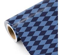 RUSPEPA Navy Blue Fathers Day Wrapping Paper Roll - Mini Roll - 43.2cm x 5m - Classic Blue Diamond Geometric Wrapping Paper for Men, Dad, Father's Day, Birthday, Graduation