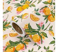 RUSPEPA Orange Floral Wrapping Paper Roll - Mini Roll - 43.2cm x 5m - Bright Fruit Wrapping Paper Perfect for Wedding, Birthday, Bridal Shower, Tea Party