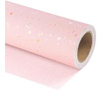 RUSPEPA Pink Wrapping Paper Roll - Mini Roll - 43.2cm x 5m - Pink Gold Design with Silky Touch Perfect for Birthday, Wedding, Baby Shower