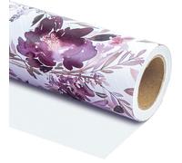 RUSPEPA Reversible Wrapping Paper - Mini Roll - 43.2cm x 5m - Beautiful Purple Floral Design for Wedding, Birthday, Valentines' Day, Baby Shower, Anniversary