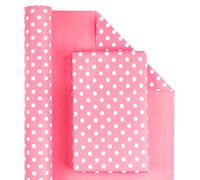 RUSPEPA Reversible Wrapping Paper Roll - Pink and Polka Dot Design for Birthday, Holiday, Wedding, Baby Shower Wrap - 43.2 cm x 10 m