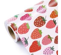 RUSPEPA Strawberry Wrapping Paper Roll - Mini Roll - 43.2cm x 5m - Sweet Strawberry Fruits Wrapping Paper for Summer, Birthday, Wedding, Bridal Shower
