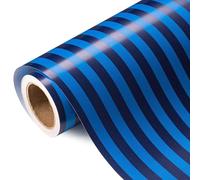RUSPEPA Striped Wrapping Paper Roll - Mini Roll - 43.2cm x 5m - Classic Blue Stripe Wrapping Paper for Mens Birthday, Father’s Day, Graduation, Business Gift, Baby Shower