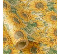 RUSPEPA Sunflower Wrapping Paper Roll for Women Girls, Mini Roll, Watercolor Sunflower Design, Fall Floral Kraft Gift Wrp Paper for Birthday, Thanksgiving, Autumn Gifts, 43.2cm x 5m