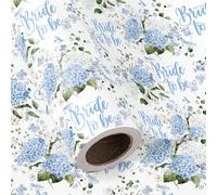 RUSPEPA Wedding Wrapping Paper - Mini Roll - 43.2cm x 5m - Bride to be and Hydrangea Floral Wrapping Paper Perfect for Wedding, Bridal Shower, Birthday, Tea Party