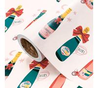 RUSPEPA Wedding Wrapping Paper Roll - Mini Roll - 43.2cm x 5m - Cheers Lettering with Wine Bottle Design, Perfect for Wedding, Bride, Betrothal Party