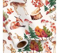 RUSPEPA Woodland Animals Wrapping Paper Roll, Mini Roll, Watercolor Deer, Fox, Rabbit and Autumn Forest Design Gift Wrap for Thanksgiving, Fall Birthday, Baby Shower, 43.2cm x 5m