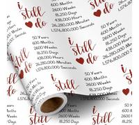 RUSPEPA Wrapping Paper Roll for Golden Wedding - 43.2cm x 5m - "I Still Do" Pattern on Durable Paper for 50th Anniversary and Special Occasions