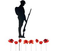 Rusper & Pines Metal Art Tribute For Garden & Home - UK Made by Hand, Lawn Border And Grass Suitable. Non-Bend Black 2MM Steel ‘Lest We Forget’ Soldier Remembrance Outdoor Decoration